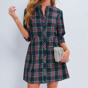 Tuckernuck Checkered Mini Dress - Teal and Burgundy